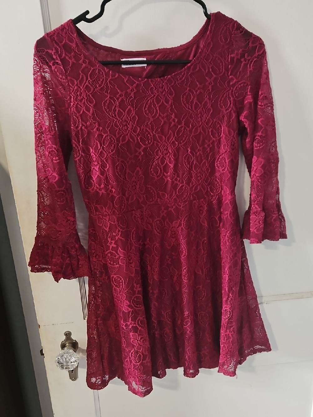 Epic Threads Jumiors Lace Fit & Flare Dress in Deep Berry